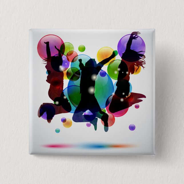 Badge Carré 5 Cm Personnes heureuses (Devant)