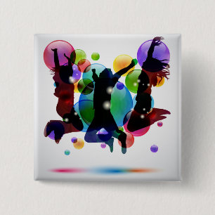 Badge Carré 5 Cm Personnes heureuses