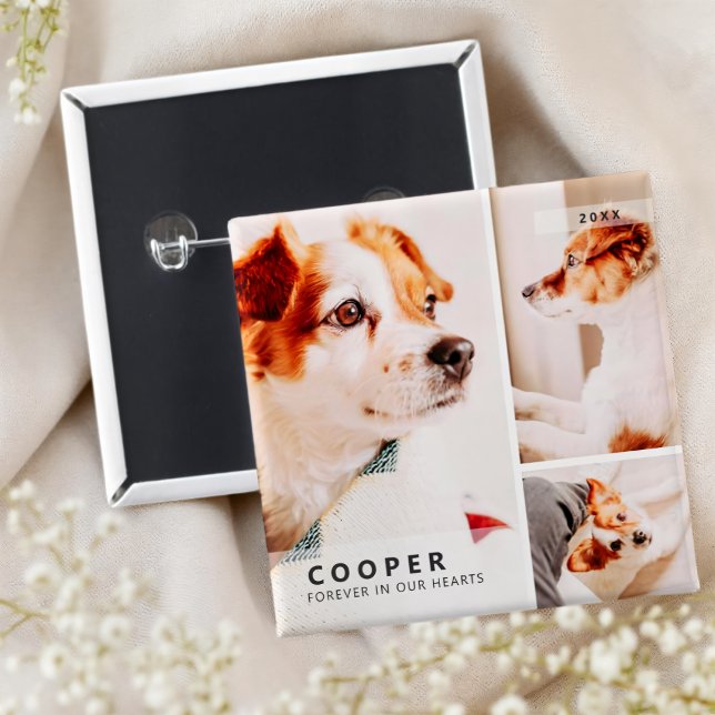 Badge Carré 5 Cm Pet Memorial Modern Simple Geometry Photo Collage (Créateur téléchargé)