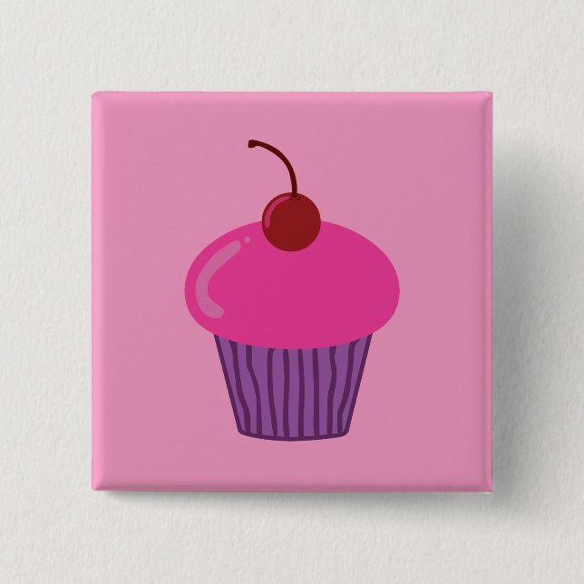 Badge Carré 5 Cm Petit gâteau rose (Devant)