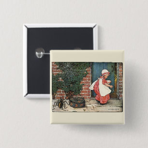 Badge Carré 5 Cm Petite Demoiselle Muffet Vintage Comptine de la Nu