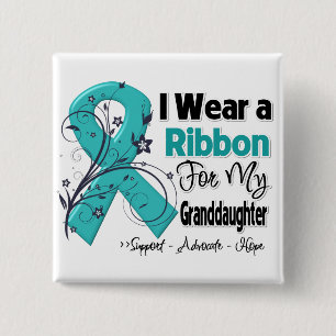 Badge Carré 5 Cm Petite-fille - ruban de Cancer ovarien