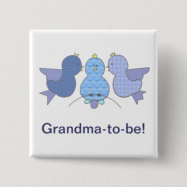 Badge Carré 5 Cm Petite grand-mère bleue à être, Baby shower aux oi (Devant)