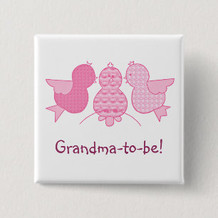Badge Carré 5 Cm Petite grand-mère rose à être, Baby shower aux ois