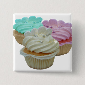 Badge Carré 5 Cm Petits gâteaux et coeurs