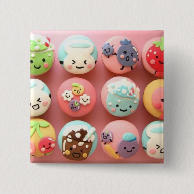 Badge Carré 5 Cm Petits gâteaux mignons (Devant)