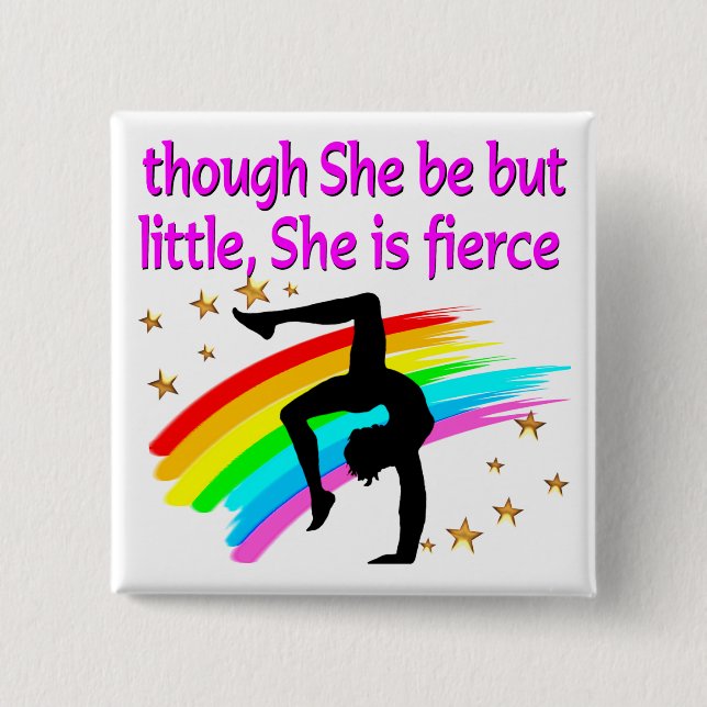BADGE CARRÉ 5 CM PEU MAIS FIERCE GYMNAST (Devant)
