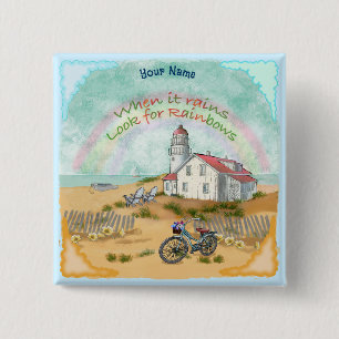 Badge Carré 5 Cm Phare de Beach Bike