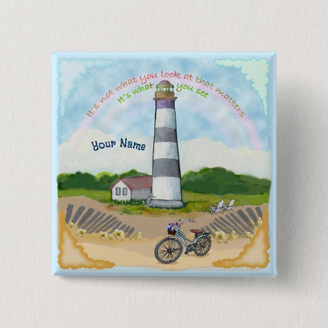 Badge Carré 5 Cm Phare de choix de vélo  (Devant)