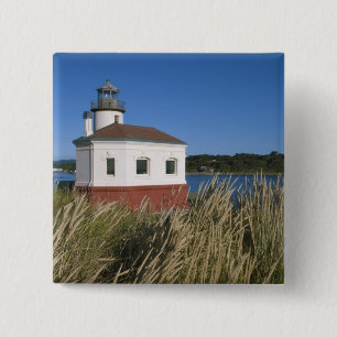 Badge Carré 5 Cm Phare de la rivière Coquille, Oregon, États-Unis