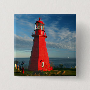 Badge Carré 5 Cm Phare de Martre de La Matane sur le Gaspé