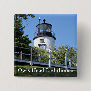 Badge Carré 5 Cm Phare de Owls Head, Maine Pin