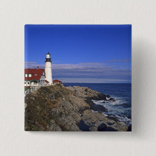 Badge Carré 5 Cm Phare de Portland Head Light Maine