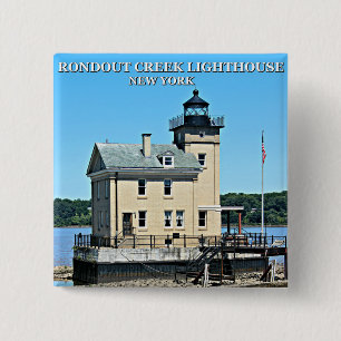 Badge Carré 5 Cm Phare de Rondout Creek, New York