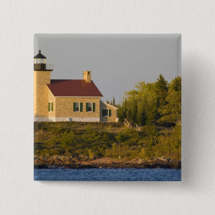 Badge Carré 5 Cm Phare sur le lac Supérieur près de Copper Harbor