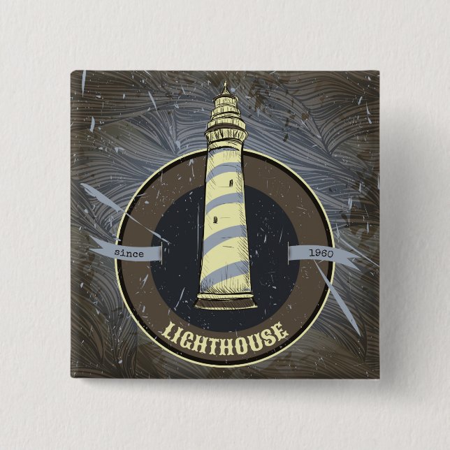 Badge Carré 5 Cm Phare vintage | 1960 (Devant)