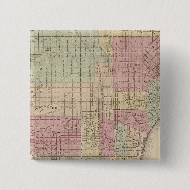 Badge Carré 5 Cm Philadelphie 2 (Devant)