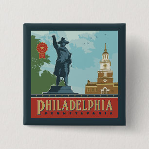 Badge Carré 5 Cm Philadelphie, PA   Indépendance