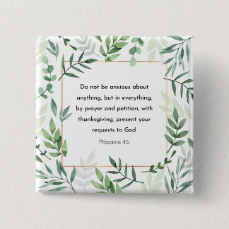 Badge Carré 5 Cm Philippiens 4:6, Verse biblique,