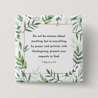 Badge Carré 5 Cm Philippiens 4:6, Verse de la Bible