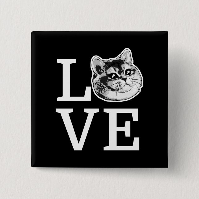 Badge Carré 5 Cm Philly Love Cat (Devant)