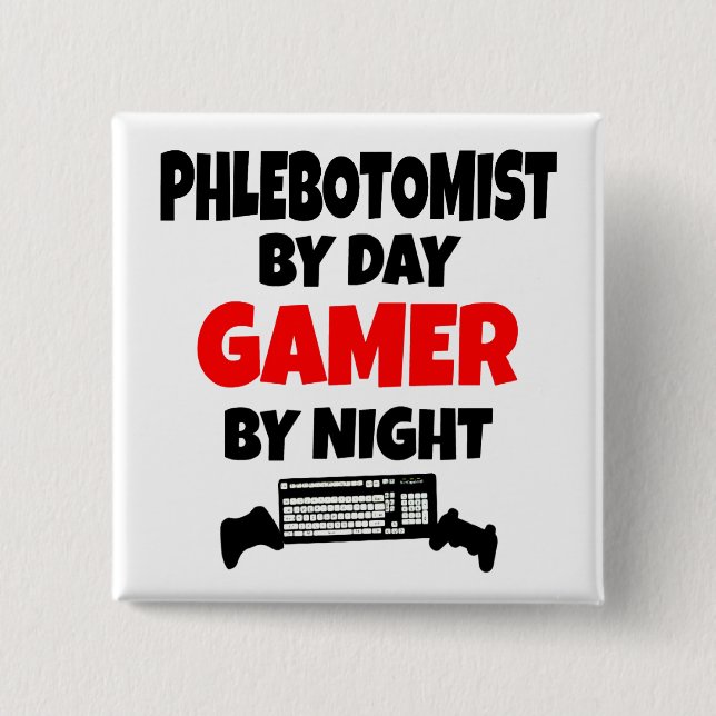 Badge Carré 5 Cm Phlebotomiste gamer (Devant)