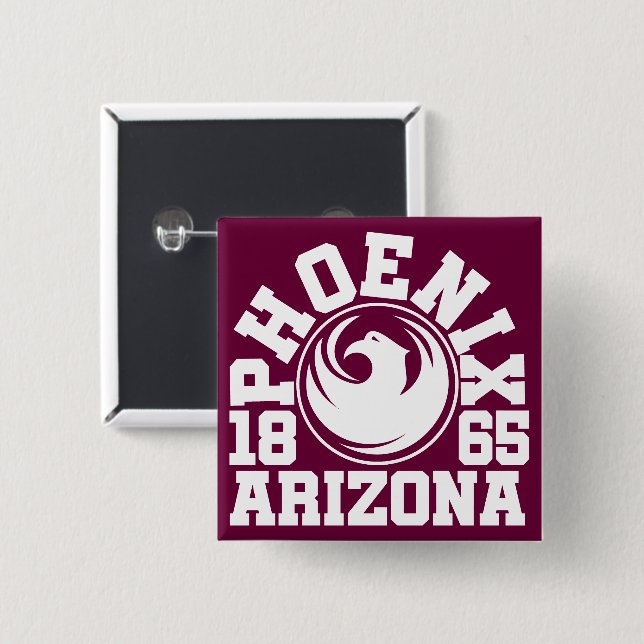 Badge Carré 5 Cm Phoenix, Arizona (Devant & derrière)
