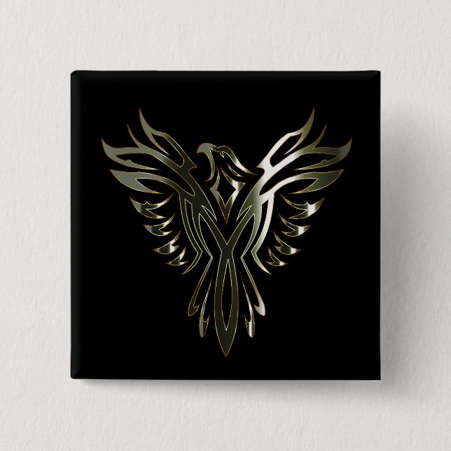 Badge Carré 5 Cm Phoenix métallique (Devant)