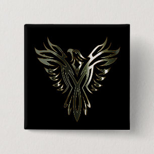 Badge Carré 5 Cm Phoenix métallique