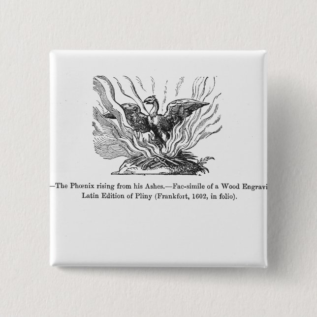 Badge Carré 5 Cm Phoenix se levant de ses cendres (Devant)