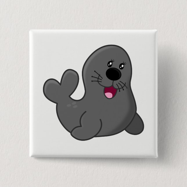 Badge Carré 5 Cm Phoque (Devant)