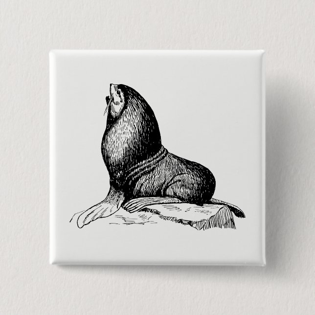 Badge Carré 5 Cm Phoque (Devant)