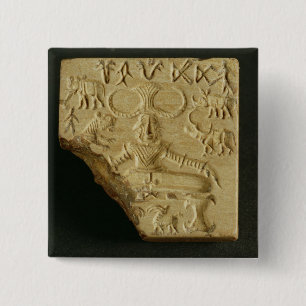 Badge Carré 5 Cm Phoque de Pasupati de stéatite, Mohenjodaro,