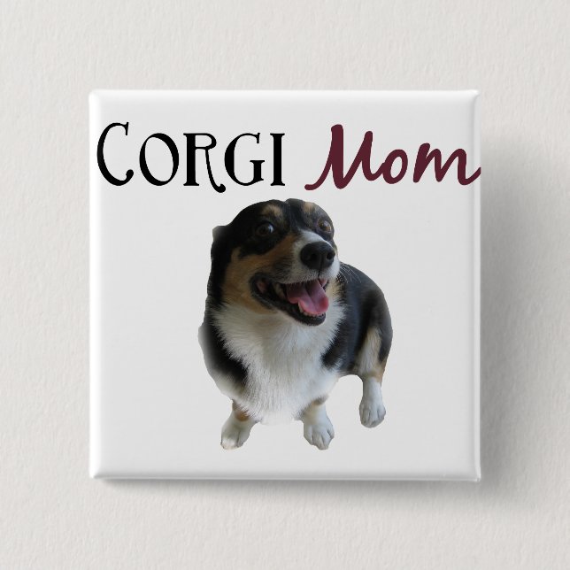 Badge Carré 5 Cm Photo de Corgi Mom (Devant)