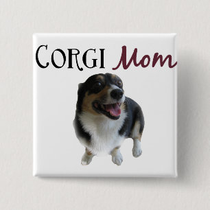 Badge Carré 5 Cm Photo de Corgi Mom