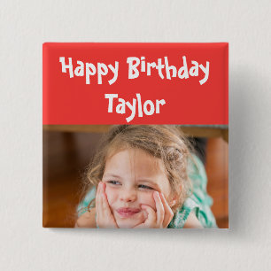 Badge Carré 5 Cm Photo de joyeux anniversaire
