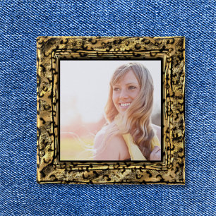 Badge Carré 5 Cm Photo de la frontière de Cheetah