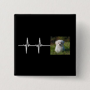 Badge Carré 5 Cm Photo de l'animal de compagnie Battement de coeur