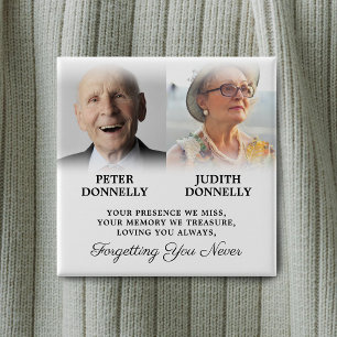 Badge Carré 5 Cm Photo des funérailles commémoratives doubles