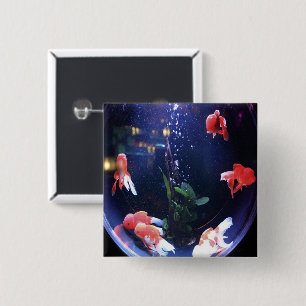 Badge Carré 5 Cm Photo du bol de poisson