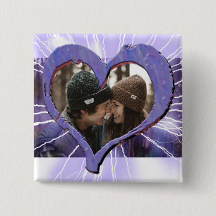 Badge Carré 5 Cm Photo électrique de couples de Purple Heart