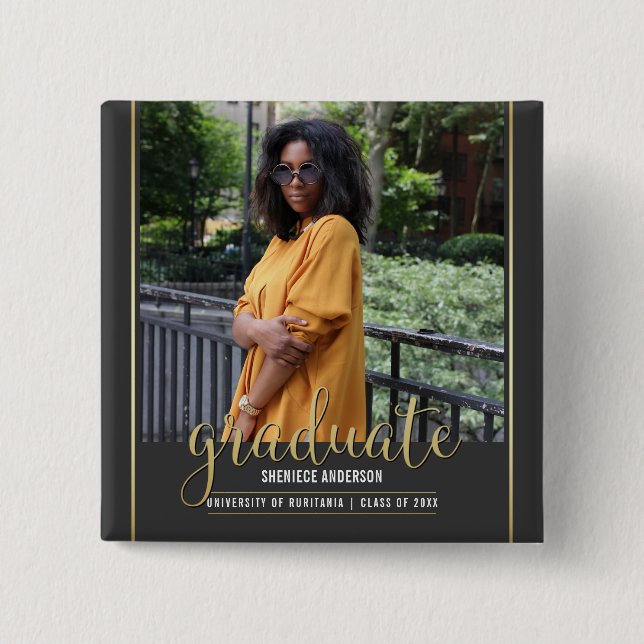 Badge Carré 5 Cm Photo faite sur commande de l'obtention du diplôme (Devant)