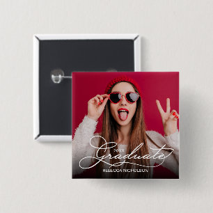 Badge Carré 5 Cm Photo Graduate Celebration