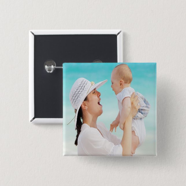 Badge Carré 5 Cm Photo mère et bébé (Devant & derrière)