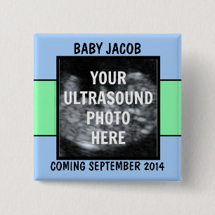 Badge Carré 5 Cm Photo personnalisée Baby Boy Ultrasound