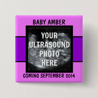 Badge Carré 5 Cm Photo personnalisée de bébé fille Ultrasound
