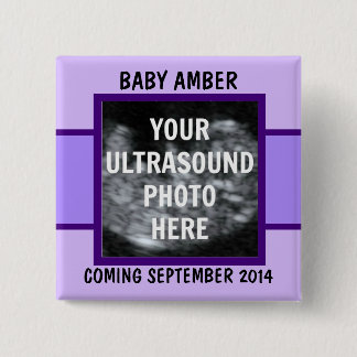 Badge Carré 5 Cm Photo personnalisée de bébé fille Ultrasound