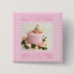 Badge Carré 5 Cm Photo Valentine Pour Maman Et Papa Nouveaux Parent