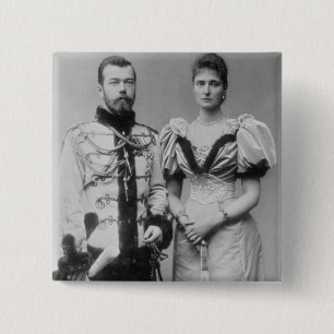 Badge Carré 5 Cm Photographie de portrait de tsar Nicholas II