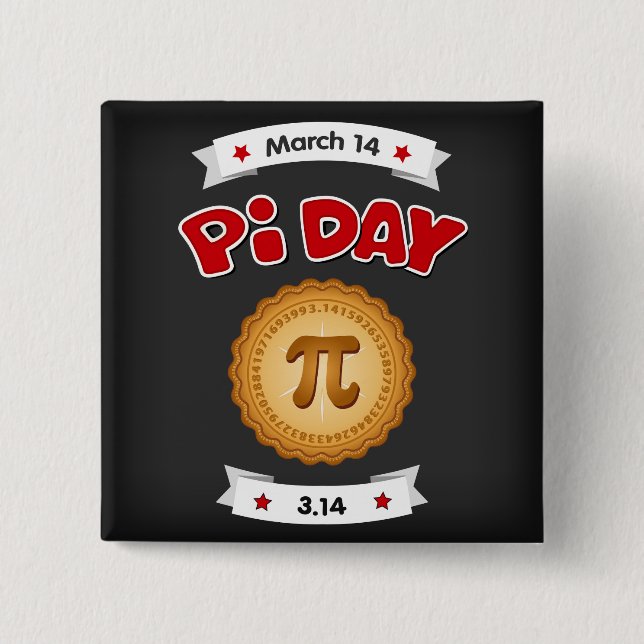 Badge Carré 5 Cm Pi Day Chalkboard, 14 mars, (Devant)